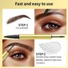 Microblading Eyebrow Pencil - 2-in-1 Dual-Ended Waterproof Eye Brow Pen with 4-Fork-Tip Brow Pen and Precise Brush Create Natural Looking Defined Eyebrows Last All Day