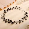 Kercisbeauty Vintage Simple Design Black Rhinstones Crystal Beads Headband Handmade Hair Piece for Wedding Brides Women Girls Prom Halloween Costume Jewelry