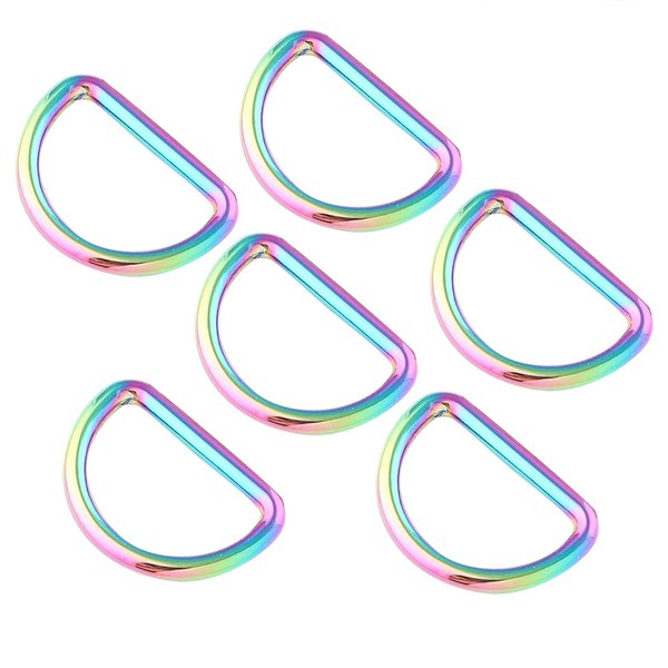 FUYEJIA Rainbow D Rings Purse Bag Adjuster Handbag Dog Collar Hardware for 1 inch 10pcs