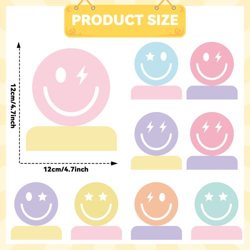 9PCS Smile Face Honeycomb Centerpieces Preppy Smile Face Party Decorations Happy Pastel Birthday Party Supplies for Colorful Rainbow Birthday Themed Bachelorette Party Decor Favor