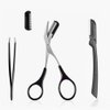 XUJINCN3-in-1 Eyebrow Scissors Kit，Eye Brow Cutter for Women，Eyebrow Grooming kit Specially Designed for Women，Include；Eyebrow Scissors with Comb, Hair Removal Tweezers, Facial Eyebrow Razor（Black)