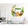 Jungle Animals Custom Name Wall Decal - Baby Safari Animals Series Theme Wall Art Decal - Wall Decal for Nursery Bedroom playroom Decoration (Wide 15"x13" Height)
