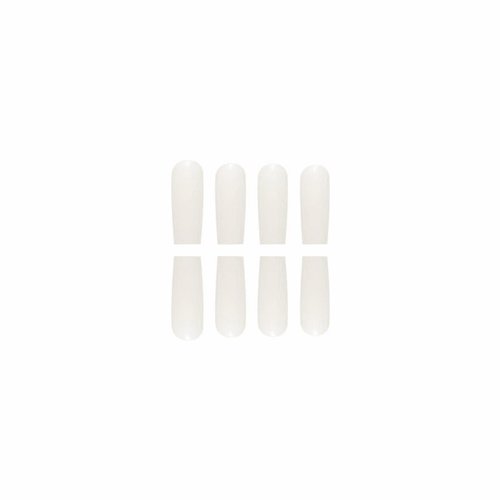 MISUD Press on Nails Extra Long Square Fake Nails Squoval Acrylic Nails Glossy Glue on Nails Pure White Artificial Nails Solid Color Gel False Nails for Women 24 pcs