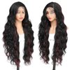 SISgrace 13x4 Lace Front Wigs for Black Women Wavy Wig Glueless Lace Wig Black to Burgundy Highlight Synthetic Wigs Pre Plucked Natural Hairline Mixed Red (Highlight Lace Front Wig 32 Inches)
