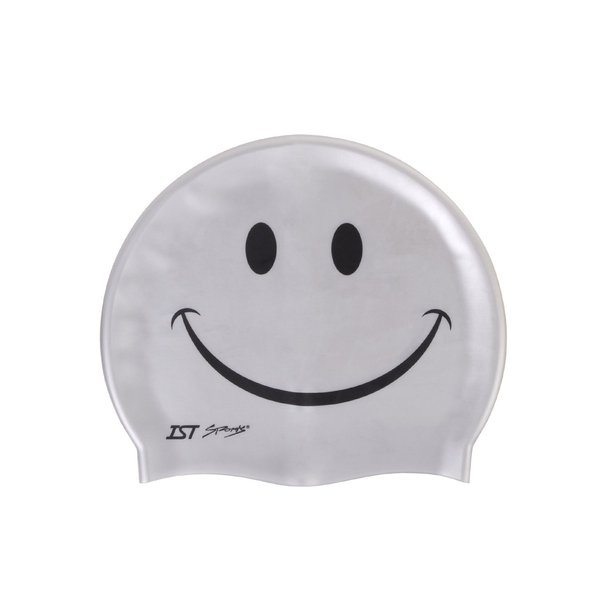 IST Silicone Smiley Face Swimming Cap (Gray)