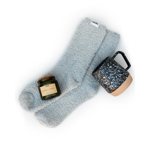 Mello Self Care Gifts For Women Max Relax | Spa Gifts For Women & Relaxation Gifts For Women | Self Care Items For Women & Stress Relief Gifts Includes Fluffy Socks, Scented Candle & Stoneware Mug