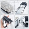 Framendino, Rhinestone Travel Hair Brush with Mirror Crystal Portable Folding Pocket Hair Brush Sparkle Collapsible Compact Hair Comb for Women Silver