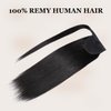 JIAMEISI Ponytail Extension Human Hair Wrap Around Clip in Hair Piece Ponytail Extension Human Hair Straight Ponytail For Black Women with Magic Paste 90G(20 inch, Natural Black #1B)