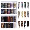 CHANGAR Animal Skin Nail Art Foil Transfer Decals Serpentine Leopard Print Tiger Snake Skin Pattern Fish Scale Nail Foil A...