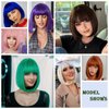 Angzon Orange Bob Wigs with Bangs Short Straight Bob Wigs For Women Shoulder Length Synthetic Bob Wigs For Halloween Daily Party Cosplay