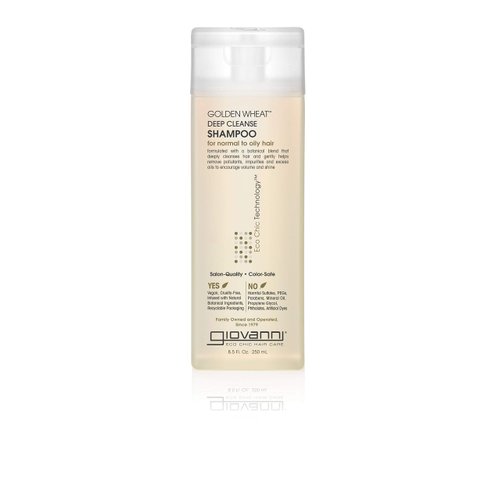 GIOVANNI ECO CHIC Golden Wheat Deep Cleanse Shampoo - Shampoo for Oily hair, Deep Cleansing With Botanical Oils, Helps Encourages Volume & Shine, Color Safe - Spearmint Oil + Aloe Vera, 8.5 oz