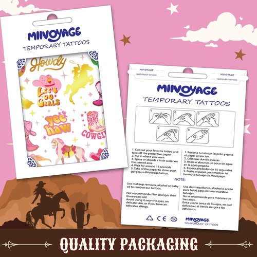 Cowgirl Temporary Tattoos for Teen Girls, Cowgirl Tattoos Stickers for Girls, Cowgirl Party Favors, Cowgirl Birthday Decoration, Cowgirl Stocking Stuffers Gifts for Girls (COWGIRL)