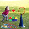 OOTSR 16pcs Nylon Bean Bags Plastic Rings Game Sets for Kids Ring Toss Game Booth Carnival Garden Backyard Outdoor Games Speed and Agility Training Games(8x8cm Bean Bag)
