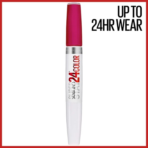 Maybelline New York Super Stay 24, 2-Step Liquid Lipstick Makeup, Long Lasting Highly Pigmented Color with Moisturizing Balm, Crisp Magenta, Neon Pink, 1 Count