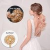 10 Pieces Rhinestone Hair Clips, Crystal Bobby Hair Pins Decorative Rhinestone Hair Barrettes for Wedding, Leaf Feather Sunflower Hair Clips Metal Hair Accessories for Women,4 Styles(Gold)