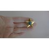 Small distressed vintage look gold and blue star hair clip barrette (set of two)