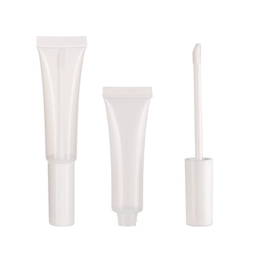 COSIDEA 50 pack Empty White 15ml Squeeze lip gloss tubes with wand 0.5oz soft lipgloss container chapstick containers empty tube