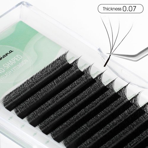 NATUHANA W Shaped Clover Eyelashes Extension 4D Premade Fans 0.07mm D Curl 8-14 Mixed Tray Volume Lash Cluster W Lashes Supplies Automatic Blooming Flower Lash Extensions（4D black; 0.07 D,8-14 MIX）