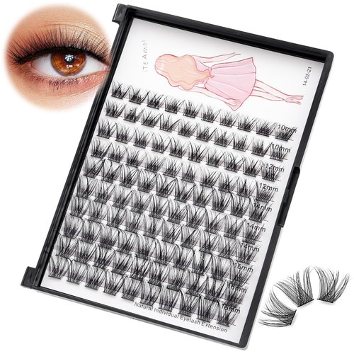 Bodermincer 8-10-12-14-16mm MIX/10-12-14-16mm MIX D Curl Lash Clusters Individual Lashes Mink Cluster Eyelash Extension Natural 3D Russian Volume Faux Eyelashes Individual Lashes Makeup (12MM)