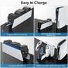 PS5 Controller Charger Station Compatible with Playstation 5 Skin Edge & Dual Controller, PS5 Accessories Charging Station with Charging Cable, PS5 Charging Dock Stand with LED Indicators, White