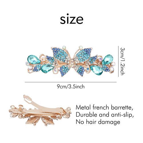 inSowni 4 Pack Luxury Glitter Sparkly Jeweled Gems Crystal Rhinestone Butterfly Metal French Hair Barrettes Fancy Bling Alligator Snap Butterflies Hair Clips Headpieces Accessories for Women Girls