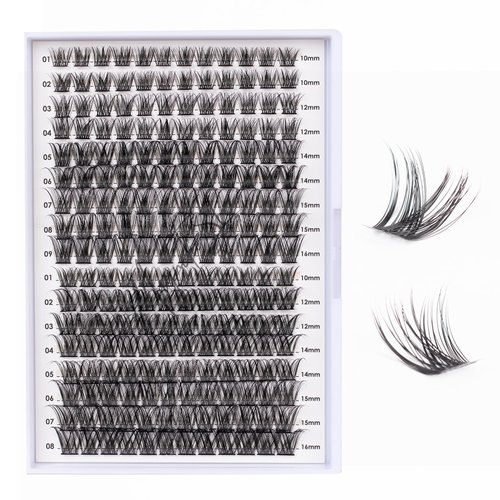 Lash Clusters 204 Pcs Individual Lashes Clusters Eyelash Extensions False Eyelashes DIY Wispy Flu...