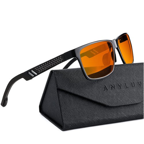ANYLUV Gaming Glasses for Men Anti Blue Light Computer Glasses Rectangle Al-Mg Metal Frame UV400 Mens Blue Light Screen Blocker