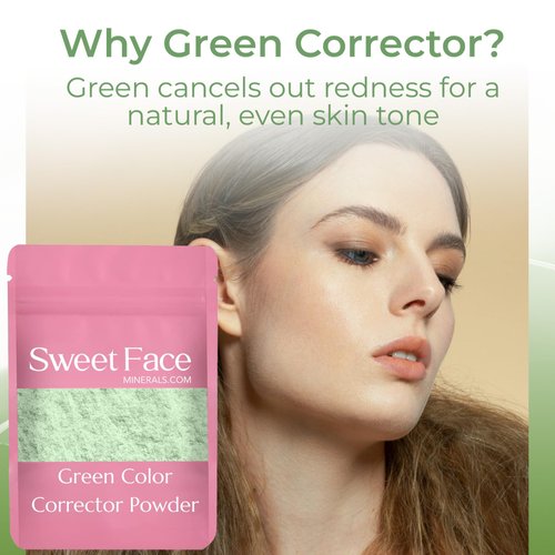 Green Color Corrector Refillable Pouch(1 Pound Bag) by Sweet Face Minerals, Redness Corrector For Face, Color Corrector For Redness, Makeup Color Corrector, Face Redness Reducer, Skin Corrector Makeup