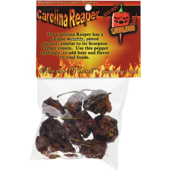 Dried Carolina Reaper Pepper Whole Pods by Magic Plant (1/4 oz.)