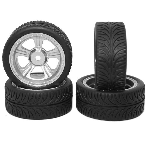 ShareGoo OD 2.55" RC 12mm Hex Plastics Wheel Rims & Rubber Tires Tyre for RC 1/10 On-Road Touring Racing Drift Car