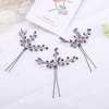 Kercisbeauty Purple Beaded Hair Pins for Wedding Bride Bridesmaid Bridal Violet Hair Piece Dancing Prom Accessory for Teen Girls Women Evening Party Pack of 3