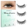 Bepholan Manga Lashes Natural Look 2 Styles False Eyelashes Reuseable Strip Wispy Fake Lashes 3 Pairs Cat Eye Lashes Fluffy Spiky Anime Lashes with Tweezer(M2615)
