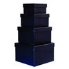 Cypress Lane Square Rigid Gift Boxes, a Nested Set of 4, 3.5x3.5x2 to 6x6x4 inches (Black)
