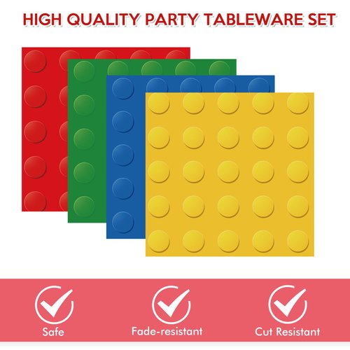 40pcs Building Block Napkins Building Blocks Birthday Party Supplies Building Blocks Themed Paper Napkins for Baby Shower Party Decor