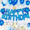 HiParty 23pcs Birthday Balloons Banner, 3D Blue Premium Mylar Foil Ecofriendly Letter Happy Birthday Banner with 5pcs Star Balloons Kits for Kids Boys Men Adults Birthday Party Decorations Supplies