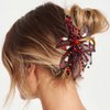 CAKURE Copper Wire Flower Hair Clip Gold Metal Hair Claw Beaded Hair Clamp Hair Accessory for Women