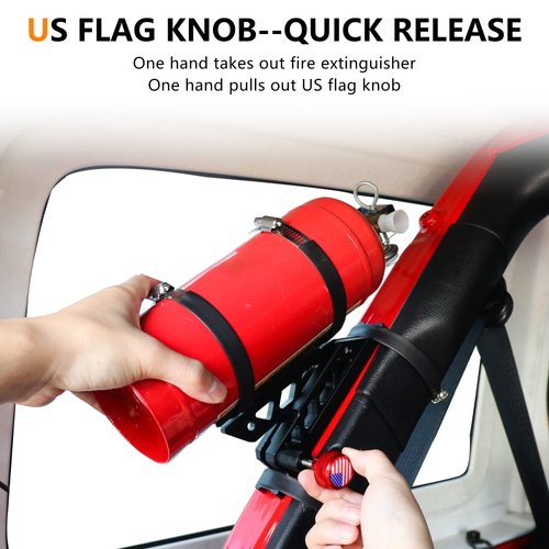 RERPRO Quick Release Fire Extinguisher Mount Brackets Holder for Jeep Wrangler UTV Polaris RZR Ranger Ford Bronco Truck Aluminum Adjustable Roll Bar Fire Extinguisher Mount Bottle Holder Kit