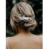 Unicra Bride Silver Wedding Hair Comb Flower Bridal Side Comb Sparkly Crystal Hair Piece Leaf Hair Accessorie for Women and Girls