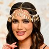 Aukmla Gold Leaf Head Chain Leaves Headpiece Festival Costume Headband Hair Chains for Women