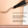 2 Pack Eyebrow Pencil,Microblading Eyebrow Pen with 4-Fork-Tip & Precise Brush Tip,Curved Eyebrow Makeup Pen for Natural Hair-Like Brows, Professional Brow Enhancing Kit with Eyebrow Brush,Dark Brown