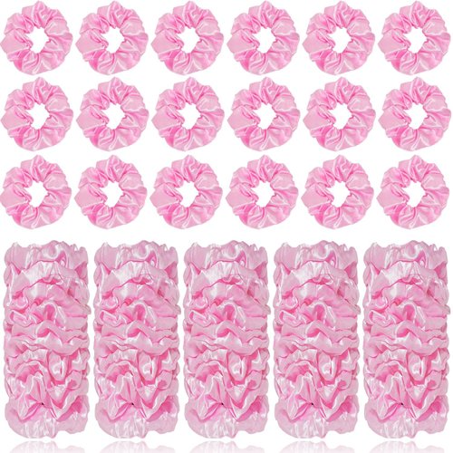 80 Pieces Satin Scrunchies Bulk, Solid Color Elastic Hair Bands Silky Ponytail Holder for Women G...