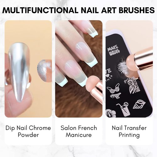 Makartt Silicone Nail Brush, 2PCS Reusable Silicone Nail Chrome Applicator, Pink Nail Art Brushes Silicone Lip Brush For Pat Ombre Gel Nail, Chrome Nail, French Nail, Lipstick, Concealer, Eyeshadow