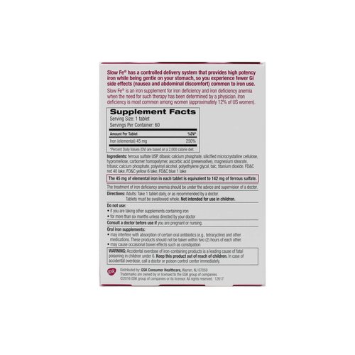 SLOW FE Iron Supplement 60 Tablets
