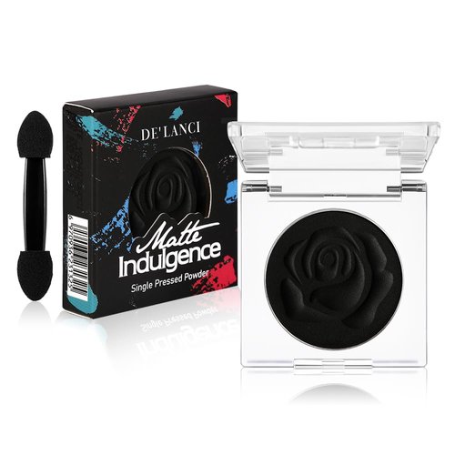 ecofavor Black Matte Eyeshadow Single with Applicator, High Pigment Long-Lasting Waterproof Matte Black Eye Makeup for Smokey Eyeshadow, Eyeliner, Gothic, Dramatic Looks, and Halloween Costume Makeup
