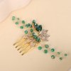 BERYUAN Bridal Emered Green Crystal Rhinestone Hair Comb Gold Leaves Green Rhinestone Wedding Headpiece Teardrop Crystal Rhinestone Wedding Headband for Women