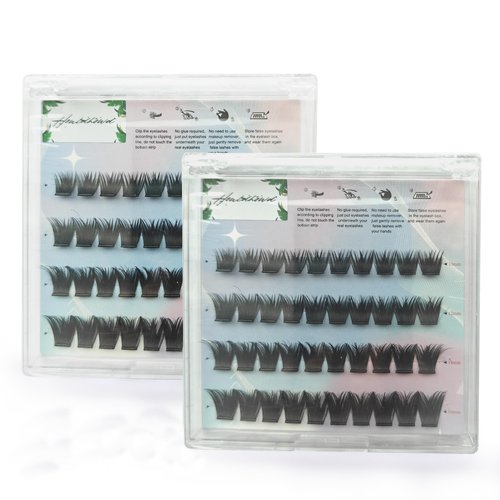 Self adhesive lashes, press lashes without glue Natural looking self adhesive lash tufts, press the lashes 10-16mm individual lashes, and apply them directly without glue (D model)