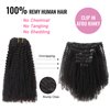 ABH AMAZINGBEAUTY HAIR Afro Curly Clip in Hair Extensions Real Human Hair 4A 4B Curly Clip ins for Black Women 120g 7 Pieces 17 Clips, #1B Natural Black 12 Inch