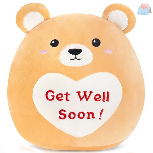CozyWorld Get Well Soon Bear Stuffed Plush Plushies Squishy Teddy Bear Stuffed Animals, Cute Soft Pet Pillow Gifts for Girls Boys Feel Better for Recovering Patient 12”
