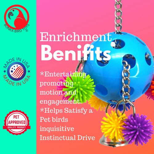 Bonka Bird Toys 2304 Spikey Rainbow Pull 8" by 5", Medium Parrot, Pull Tug Puzzle Cage Toy, Conures, Pionus, Quakers, and Similar Birds