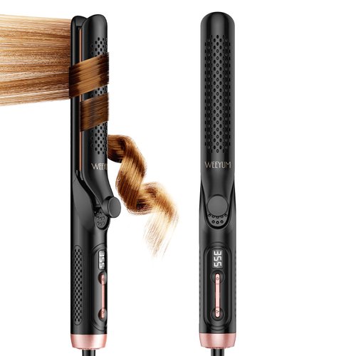 Airflow Styler Curling Iron 1 Inch Extral Long Plate, Dual Voltage Hair Straightener and Curler 2 in 1 for All Hair,Travel Flat Iron Hair Curler Ceramic